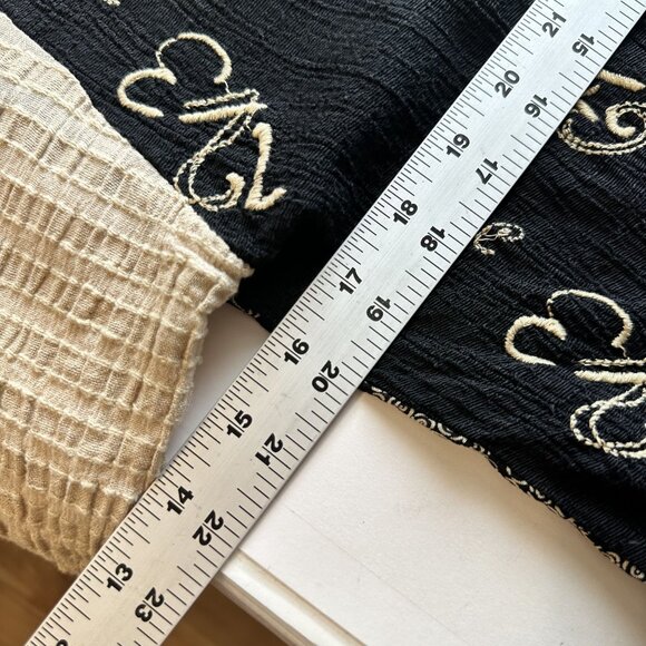 Vtg Womens Patchwork Blouse Asymmetrical Short Sleeve Top By Donna Jessica Black - Picture 5 of 9